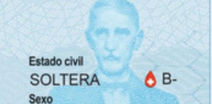 Símbolo de la gota de sangre en la cédula para menores, militares y policías
