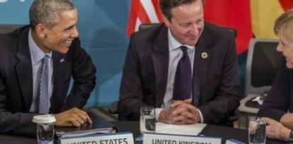 Barack Obama, David Cameron y Angela Merkel ,Barack Obama, David Cameron y Angela Merkel