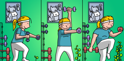 Ilustración sobre una mujer que hace ejercicio.,Ilustración sobre una mujer que hace ejercicio.