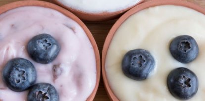 Foto de yogurt con arándanos.,Foto de yogurt con arándanos.