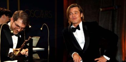 Brad Pitt tras ganar su Oscar a mejor actor de reparto (9 de febrero),Brad Pitt tras ganar su Oscar a mejor actor de reparto (9 de febrero)