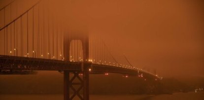El puente Golde Gate de San Francisco, bajo el humo de los incendios forestales en California (9 de septiembre) ,El puente Golde Gate de San Francisco, bajo el humo de los incendios forestales en California (9 de septiembre)