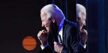 Joe Biden celebra la confirmación de su victoria tras conocerse los resultados que le otorgaban los electores que le faltaban (7 de noviembre),Joe Biden celebra la confirmación de su victoria tras conocerse los resultados que le otorgaban los electores que le faltaban (7 de noviembre)