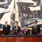 El presidente de la República Luis Abinader, junto al presidente de la SCJ, Luis Henry Molina, y otros magistrados de la alta corte