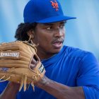 Port St Lucie, Florida – FEBRUARY 12: New York Mets Spring Training at their Minor League practice facility located within Tradition Field in Florida. New York Mets pitcher Jenrry Mejia pitches a brief bullpen session off the practice mound. (Photo by Anthony J. Causi)