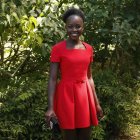 Mexican-born Oscar-award winning Kenyan actress Lupita Nyong’o  poses prior to attend Christian Dior 2015-2016 fall/winter Haute Couture collection fashion show on July 6, 2015 in Paris.            AFP PHOTO / PATRICK KOVARIK