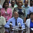 País/ Rueda de prensa en La Asociación Dominicana de Profesores, ADP. En foto: Presidente de la ADP Eduardo Hidalgo Abreu y Directiva.  07-02-17 Foto: José Adames Arias. Periodista: Zoila