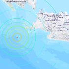 A magnitude 5.9 earthquake strikes near Tugu Hilir, Sumatra, Indonesia