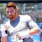 LOS ANGELES, CA - AUGUST 28: Canelo Alvarez prepares to jump rope during a media workout at L.A. Live's Microsoft Square on August 28, 2017 in Los Angeles, California.   Harry How/Getty Images/AFP
== FOR NEWSPAPERS, INTERNET, TELCOS & TELEVISION USE ONLY ==