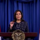 Margarita Cedeño, vicepresidente de la República durante su alocución. 