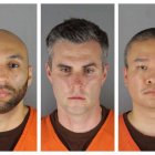 De izquierda a derecha: J. Alexander Kueng, Thomas Lane y Tou Thao, acusados de colaboración y complicidad en la muerte de George Floyd.