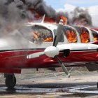 Una aeronave se incendia durante disturbios en el aeropuerto en Les Cayes. 