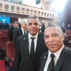 El presidente del PHD, Ramón Emilio Goris (izquierda), junto al senador Franklin Romero en la Asamblea Nacional.