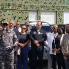 El director de La Policía en La Romana
habla  en el acto de apertura del operativo.