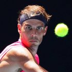Melbourne (Australia), 21/01/2020.- Rafael Nadal of Spain in action during his first round match against Hugo Dellien of Bolivia at the Australian Open Grand Slam tennis tournament at Rod Laver Arena in Melbourne, Australia, 21 January 2020. (Tenis, Abierto, España) EFE/EPA/SCOTT BARBOUR AUSTRALIA AND NEW ZEALAND OUT