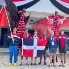 De izquierda a derecha Jorge Puello, Denzel González, Elizabeth Jiménez, Eddy Rodríguez Entrenador, Josué Domínguez y Cesar Álvarez