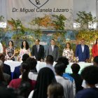 Integrantes mesa principal presentación proyecto participación jóvenes como miembros colegios electorales y del voto consiente por JCE.