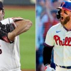 Justin Verlander (izquierda) y Bryce Harper