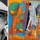 Pablo Picasso y una de sus pinturas