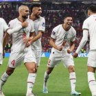 Jugadores de Marruecos celebran