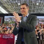 VALLADOLID.21/05/2023.-El secretario general del PSOE y presidente del Gobierno, Pedro Sánchez, este domingo durante un mitin del PSOE en Valladolid.EFE/Nacho Gallego