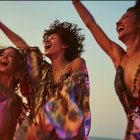 Grupo de mujeres jóvenes bailando en la playa de noche, vestidas con ropas de moda, al ritmo de música techno. Esta imagen captura la alegría y libertad de las salidas nocturnas en vacaciones, combinando el placer del baile con el encanto del entorno playero. Un momento perfecto para el descanso y la diversión durante un feriado o un fin de semana largo. (Imagen ilustrativa Infobae)
