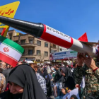 Protesta en Irán en abril de 2024 por el asesinato de miembros de la Guardia Revolucionaria. Guetty Images