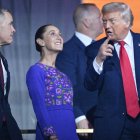 El primer ministro de Canadá, Mark Carney, y la presidenta de México, Claudia Sheinbaum, comparten con el presidente de EEUU, Donald Trump. AP