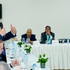 Leonel Fernández durante el encuentro con los empresarios de Santiago.