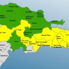 El mapa del COE con las alertas por la vaguada.