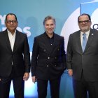 Ejecutivos de Newlink, Fernando Martínez, Sergio Roitberg y  Eduardo Valcárcel, previo al inicio de la presentación del libro.