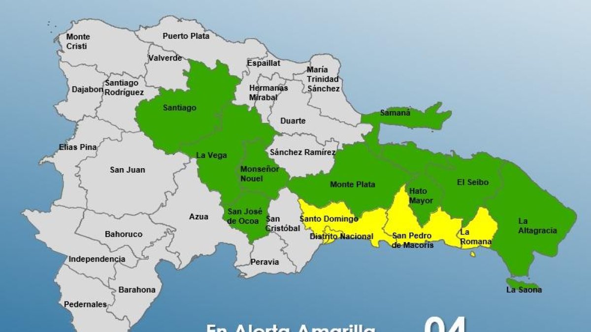 COE declara alerta amarilla en cuatro provincias por vaguada intensa.
