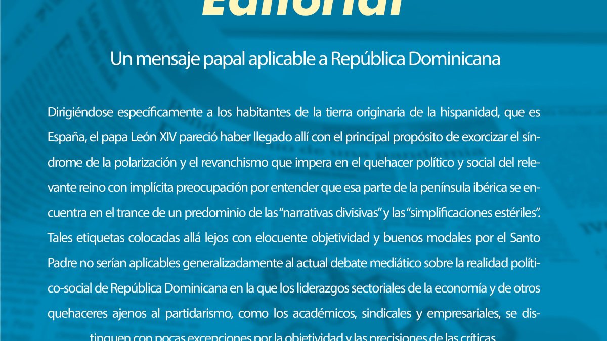 Un mensaje papal aplicable a República Dominicana