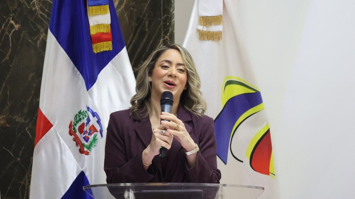 La ministra de la Mujer, Gloria Reyes, durante la Consulta Nacional para la Reducción de Riesgos de Violencia hacia las Mujeres en Fedomu.  Guillermo Burgos.