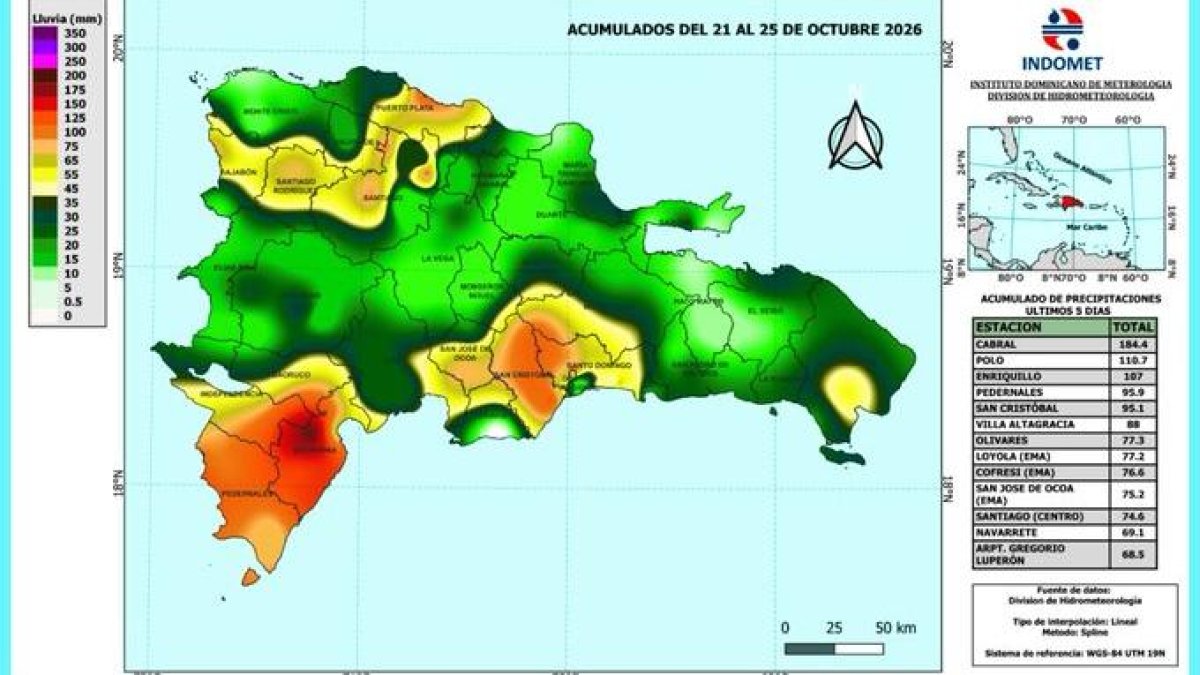 Cabral bate récord con 184 mm de lluvia en cinco días