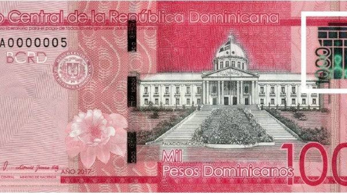El Banco Central de la República Dominicana (BCRD) informó  que a partir del próximo lunes se pone en circulación un billete de 1,000 pesos dominicanos de la serie 2017.