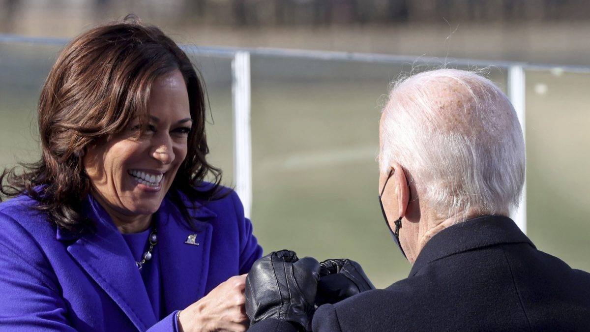 Vice President Kamala Harris bumps fists with President-elect Joe Biden after she was sworn in during the inauguration, Wednesday, Jan. 20, 2021, at the U.S. Capitol in Washington. (Jonathan Ernst/Pool Photo via AP)