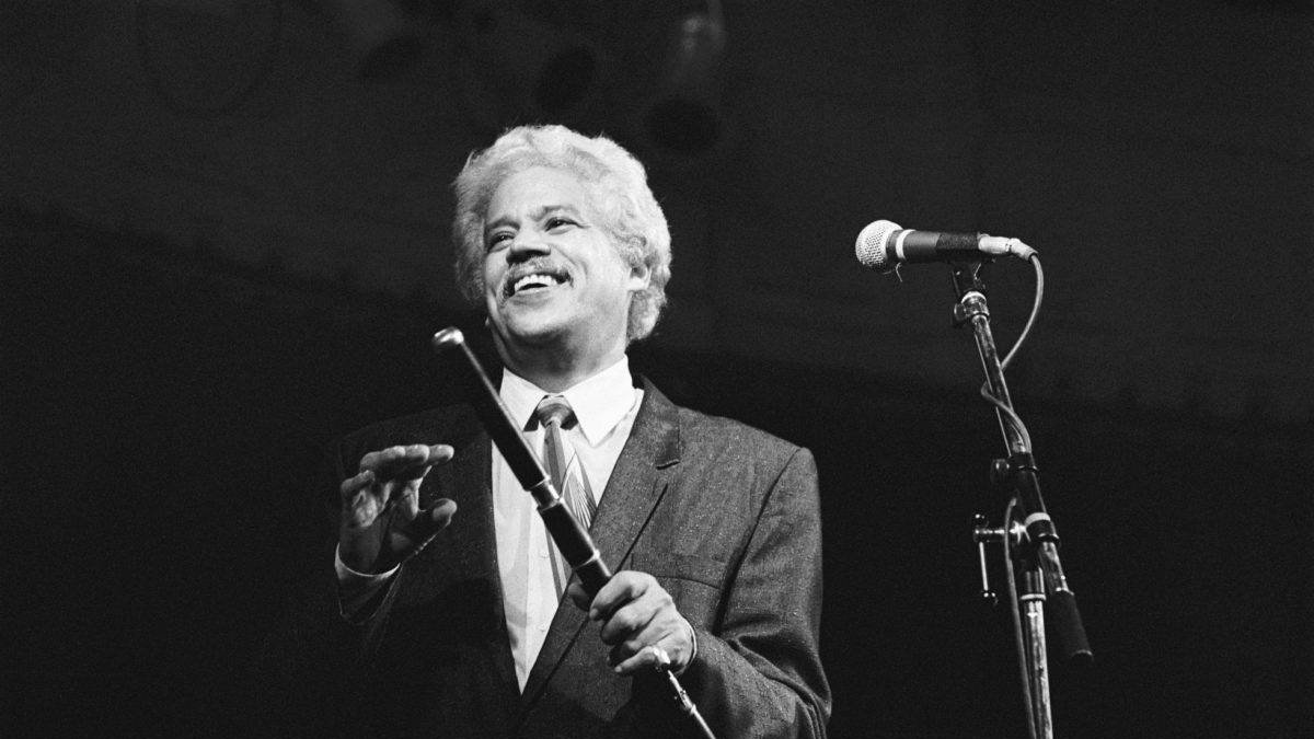 AMSTERDAM, NETHERLANDS-JULY 29TH: Johnny Pacheco, flute, performs at the Paradiso  on 29th july 1988 in Amsterdam, the Netherlands
(photo by Frans Schellekens/Redferns)