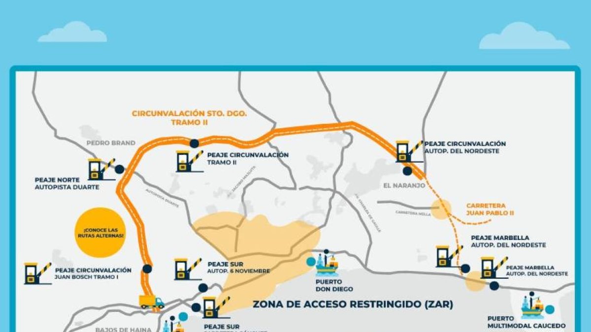 Rutas alternas para circular este domingo.