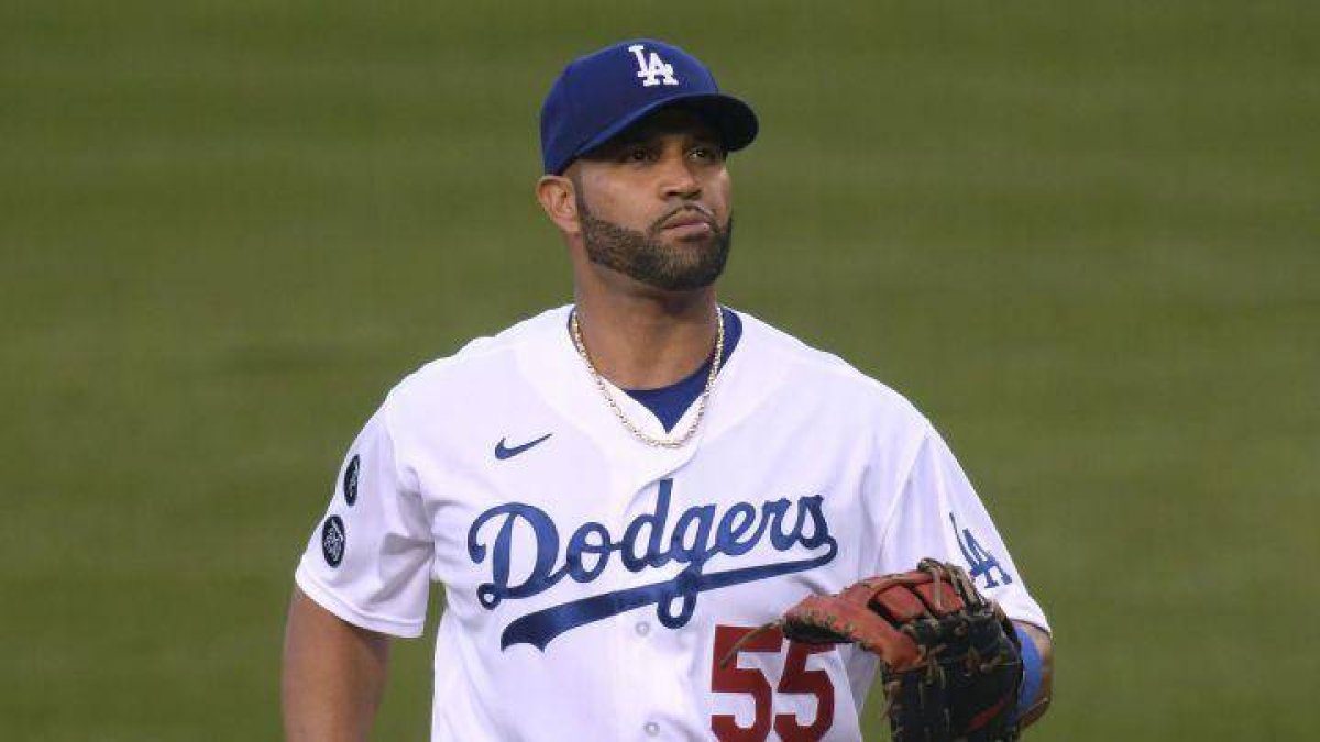 Albert Pujols mientras jugaba para los Dodgers la pasada temporada