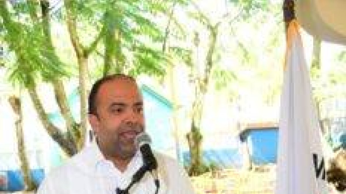 La foto muestra al Administrador General del Banco de Reservas, Samuel Pereyra, al momento de dirigirse a los presentes. Foto Roberto Blanco.