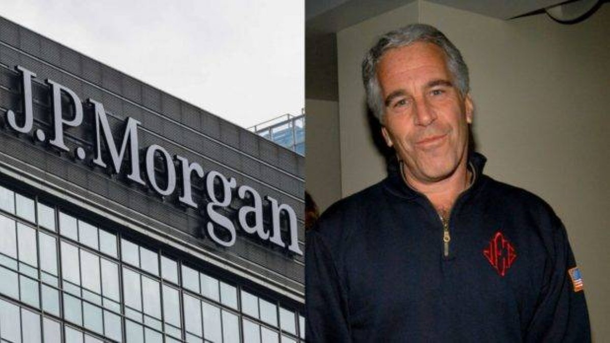 Banco JPMorgan (izquierda) y el empresario Jeffrey Epstein.