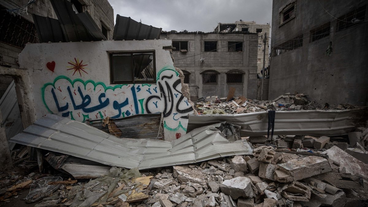 Destruction following Israeli strike in Al Nusairat, Gaza