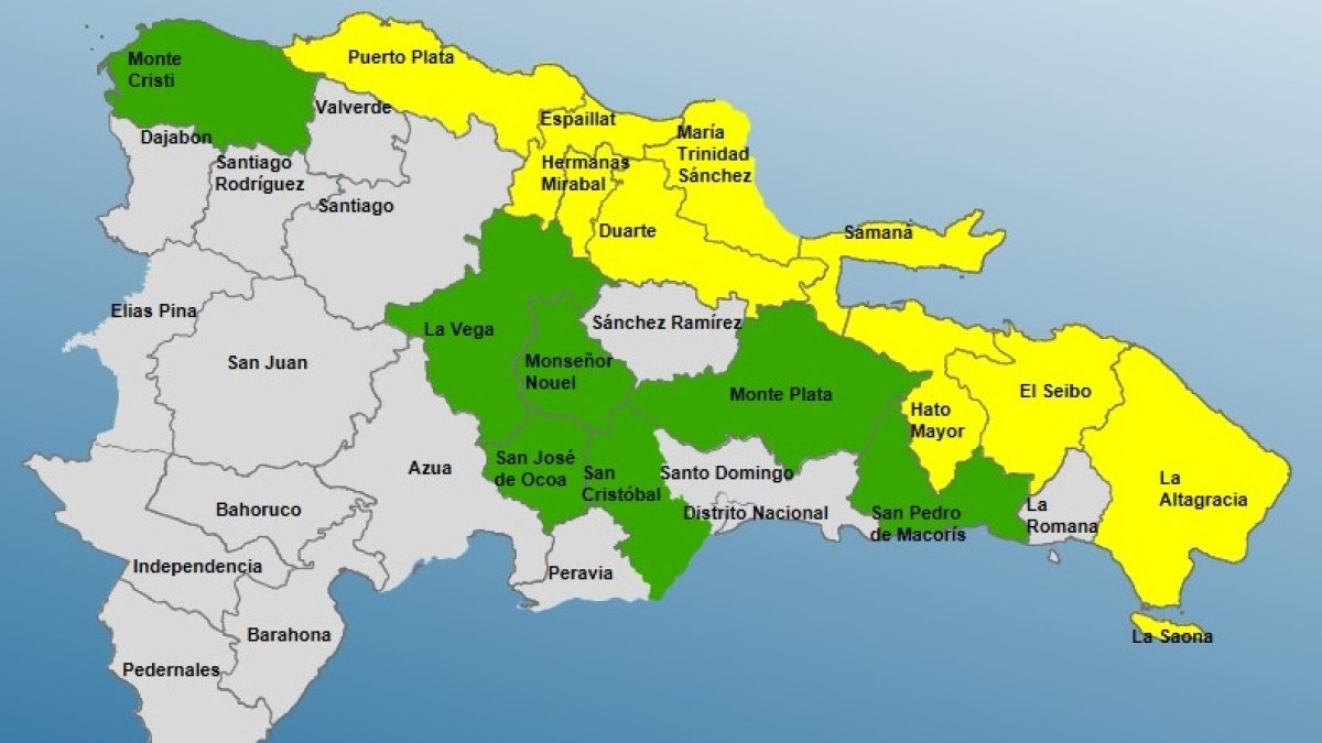 COE incrementa a 9 las provincias en alerta amarilla y 7 en verde