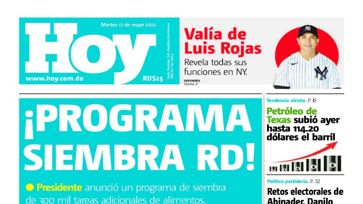 Edición impresa, martes 17 de mayo de 2022