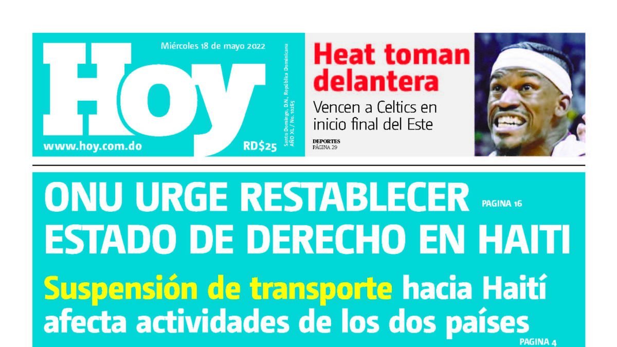 Edición impresa, miércoles 18 de mayo de 2022