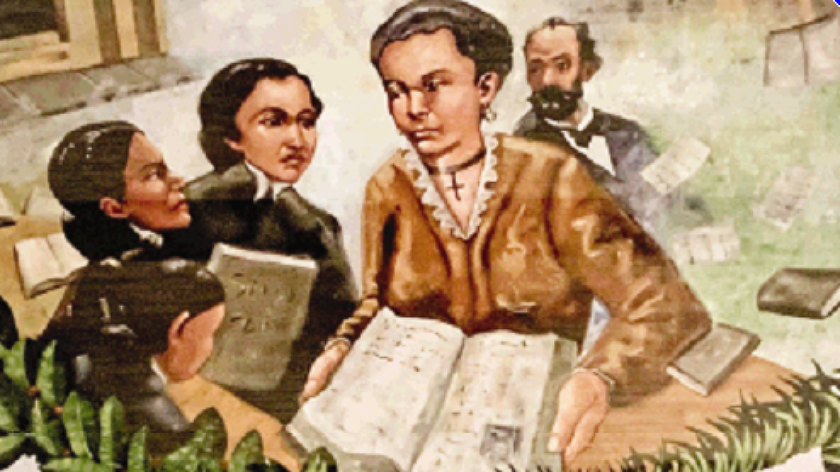 Homenaje: mural y estatua de Salomé Ureña en el Instituto de Señoritas Salomé Ureña.