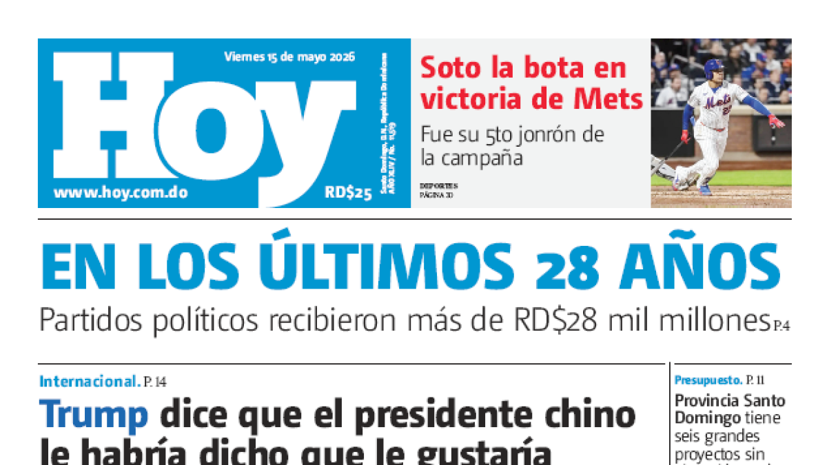 Edición impresa, viernes 15 de mayo de 2026