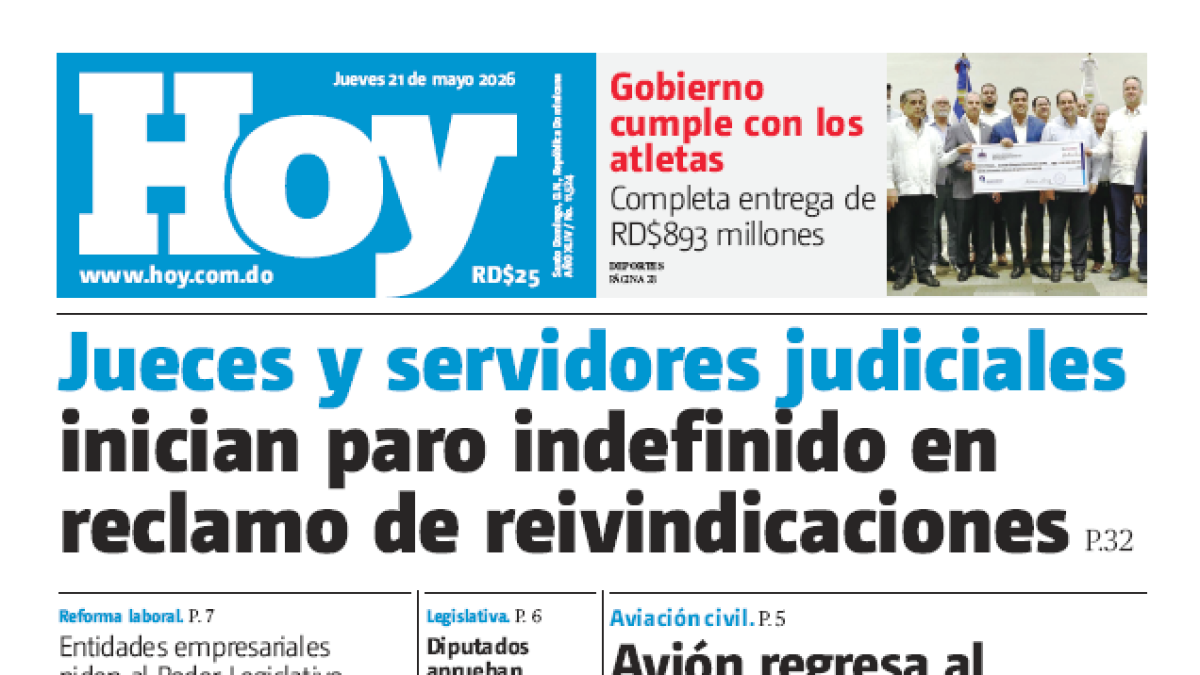 Edición impresa, jueves 21 de mayo de 2026