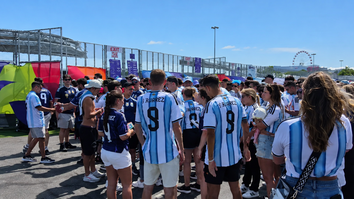 Final del Mundial: largas filas y fervor futbolero rodean el MetLife Stadium